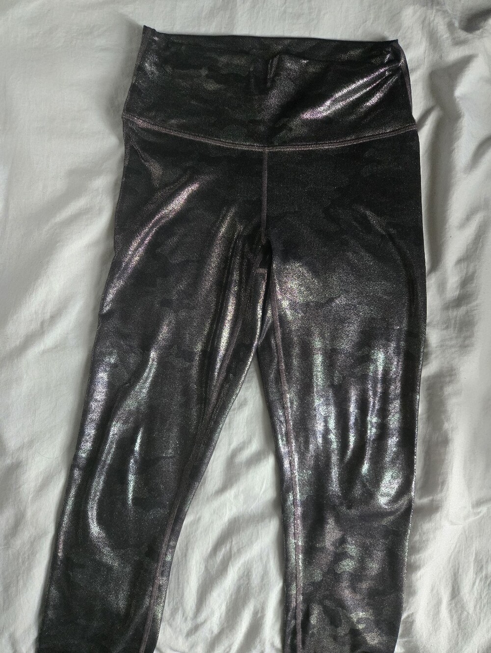 Fabletics Silver Shine Logo Camo PowerHold Leggings - S
